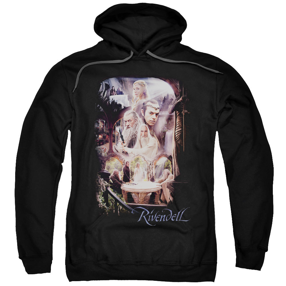 THE HOBBIT/RIVENDELL - ADULT PULLOVER HOODIE - BLACK