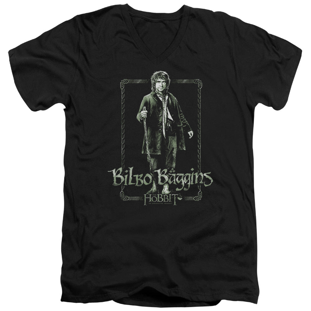 THE HOBBIT/BILBO STARE - S/S ADULT V-NECK 30/1 - BLACK