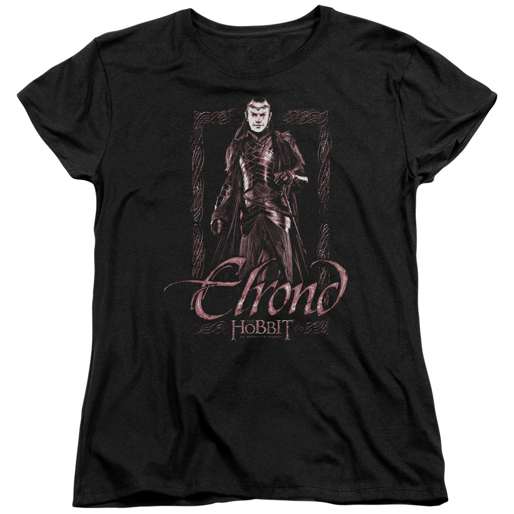 THE HOBBIT/ELROND STARE - S/S WOMENS TEE - BLACK
