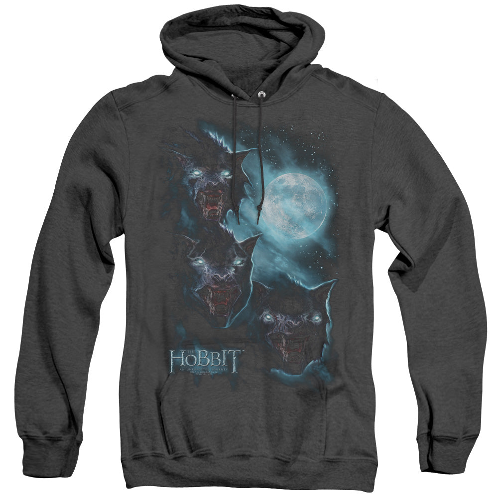 THE HOBBIT/THREE WARG MOON - ADULT HEATHER HOODIE - BLACK
