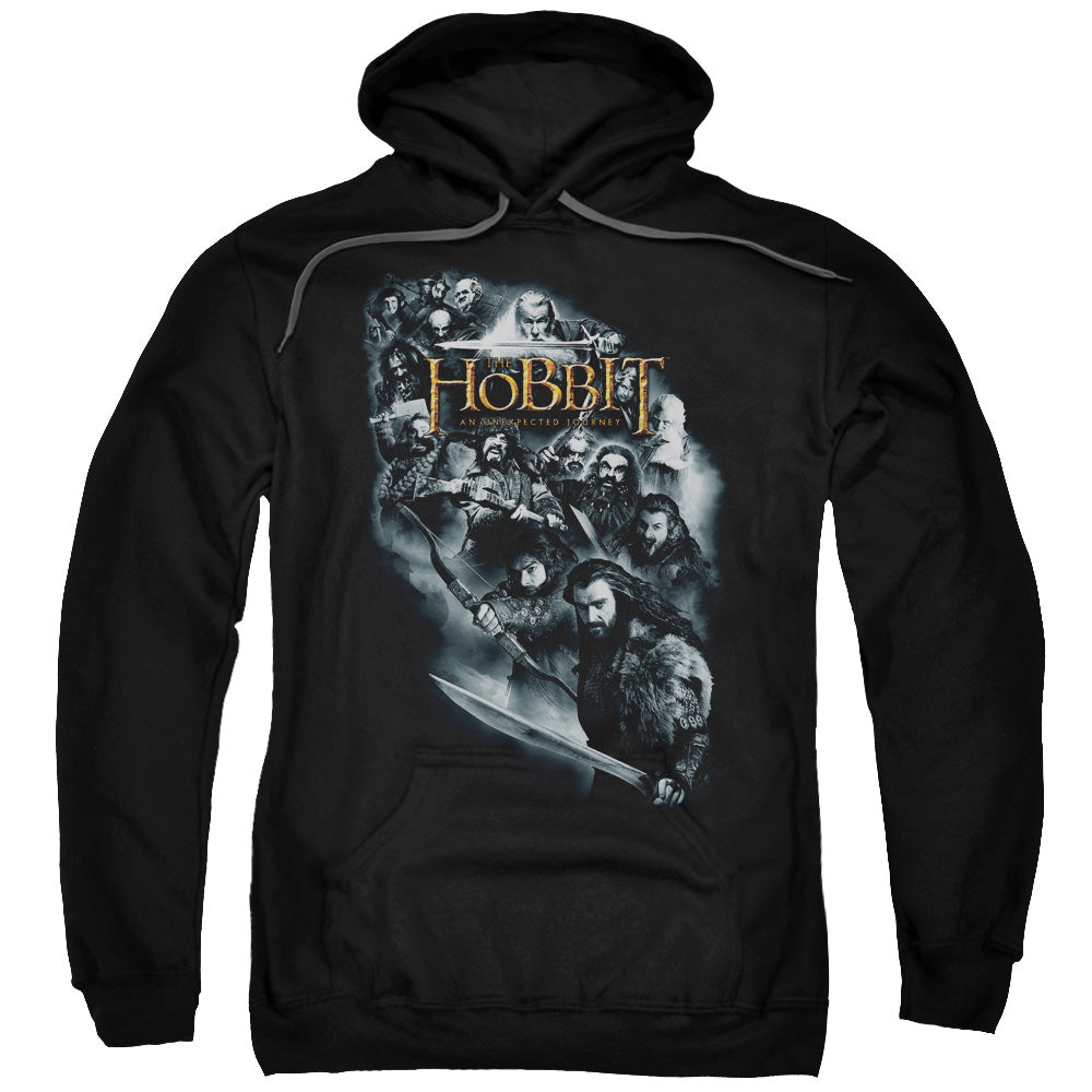 THE HOBBIT/CAST OF CHARACTERS - ADULT PULLOVER HOODIE - BLACK
