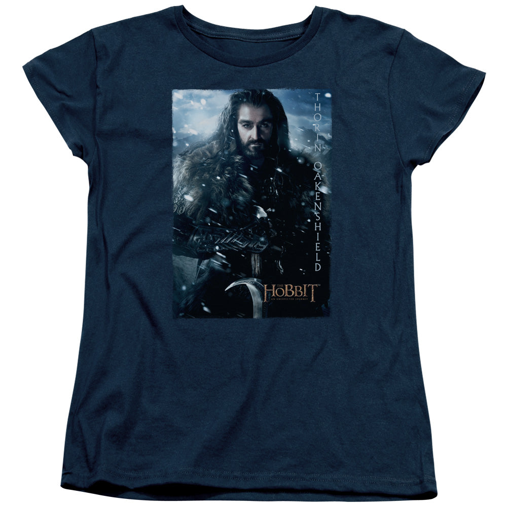 THE HOBBIT/THORIN POSTER - S/S WOMENS TEE - NAVY
