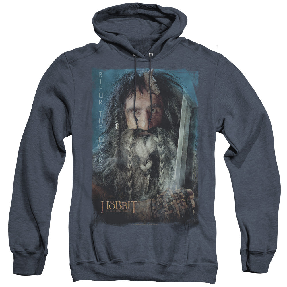 THE HOBBIT/BIFUR - ADULT HEATHER HOODIE - NAVY