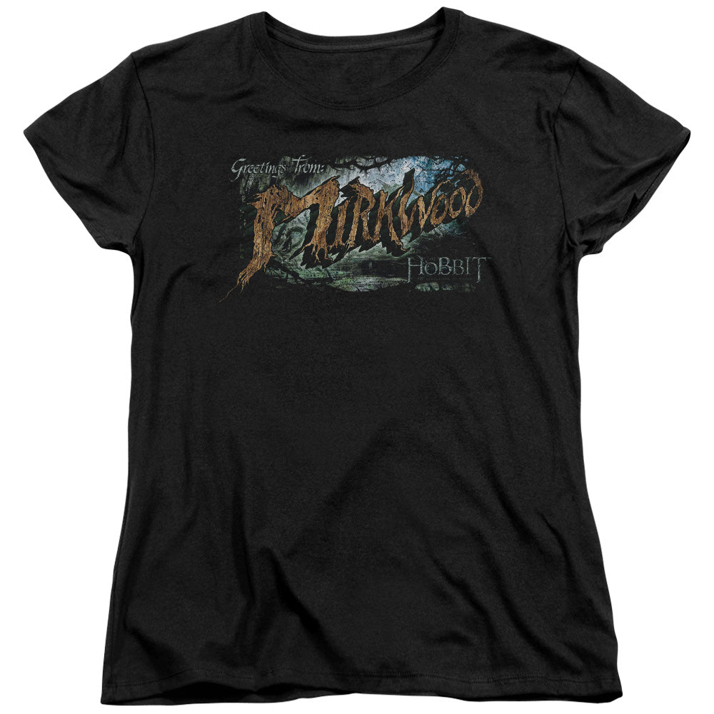 HOBBIT/GREETINGS FROM MIRKWOOD - S/S WOMENS TEE - BLACK