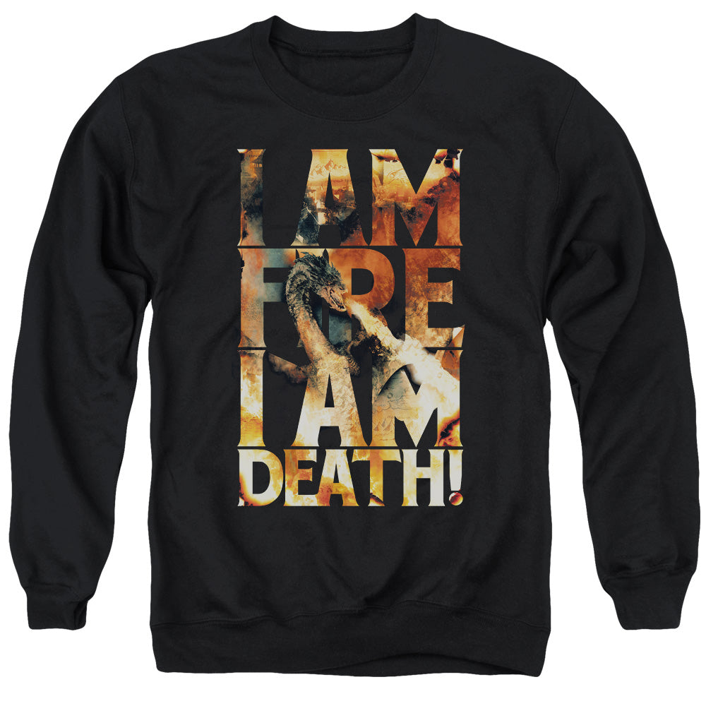 HOBBIT/I AM FIRE - ADULT CREWNECK SWEATSHIRT - BLACK