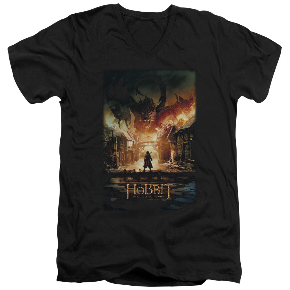HOBBIT/SMAUG POSTER - S/S ADULT V-NECK 30/1 - BLACK