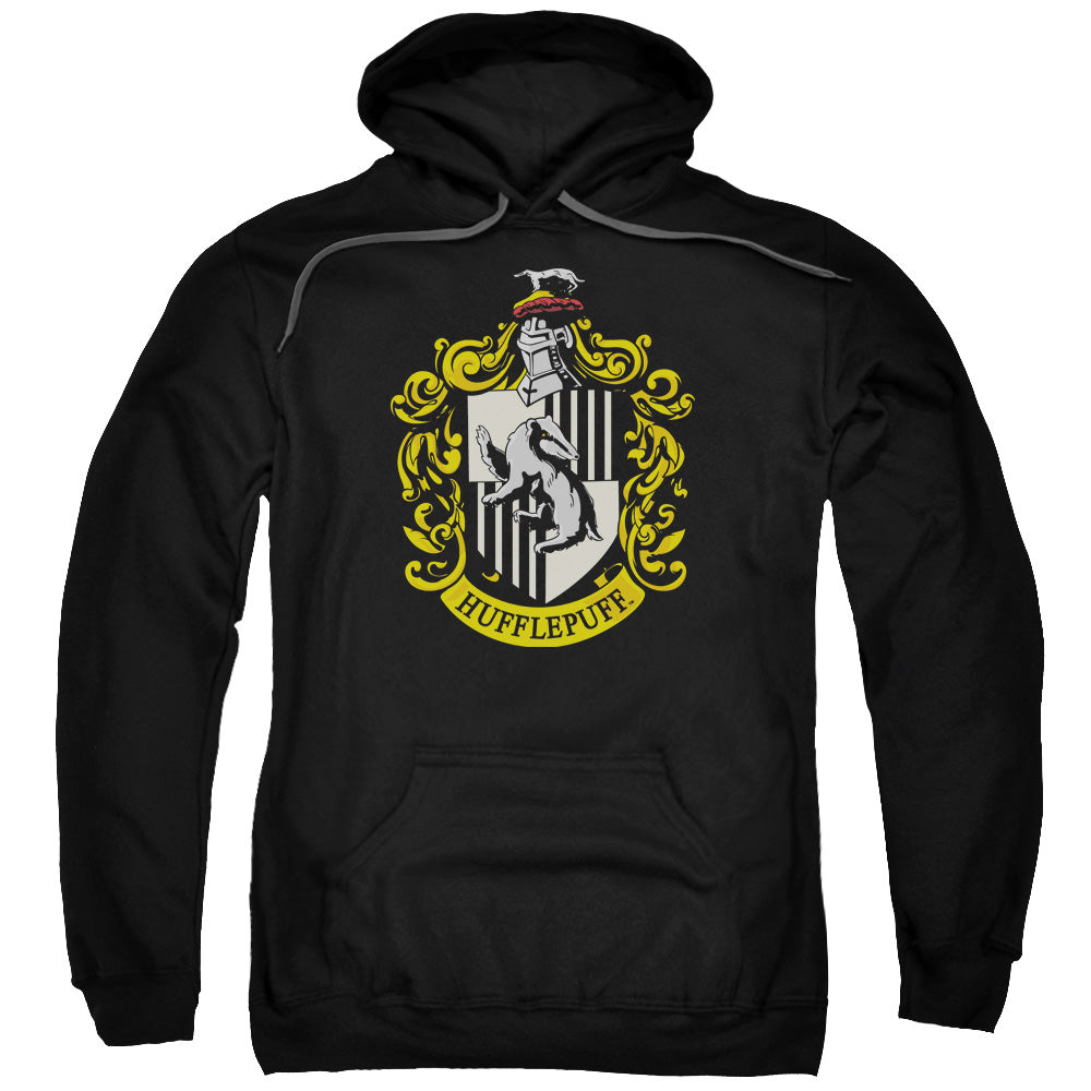 HARRY POTTER/HUFFLEPUFF CREST - ADULT PULLOVER HOODIE - BLACK