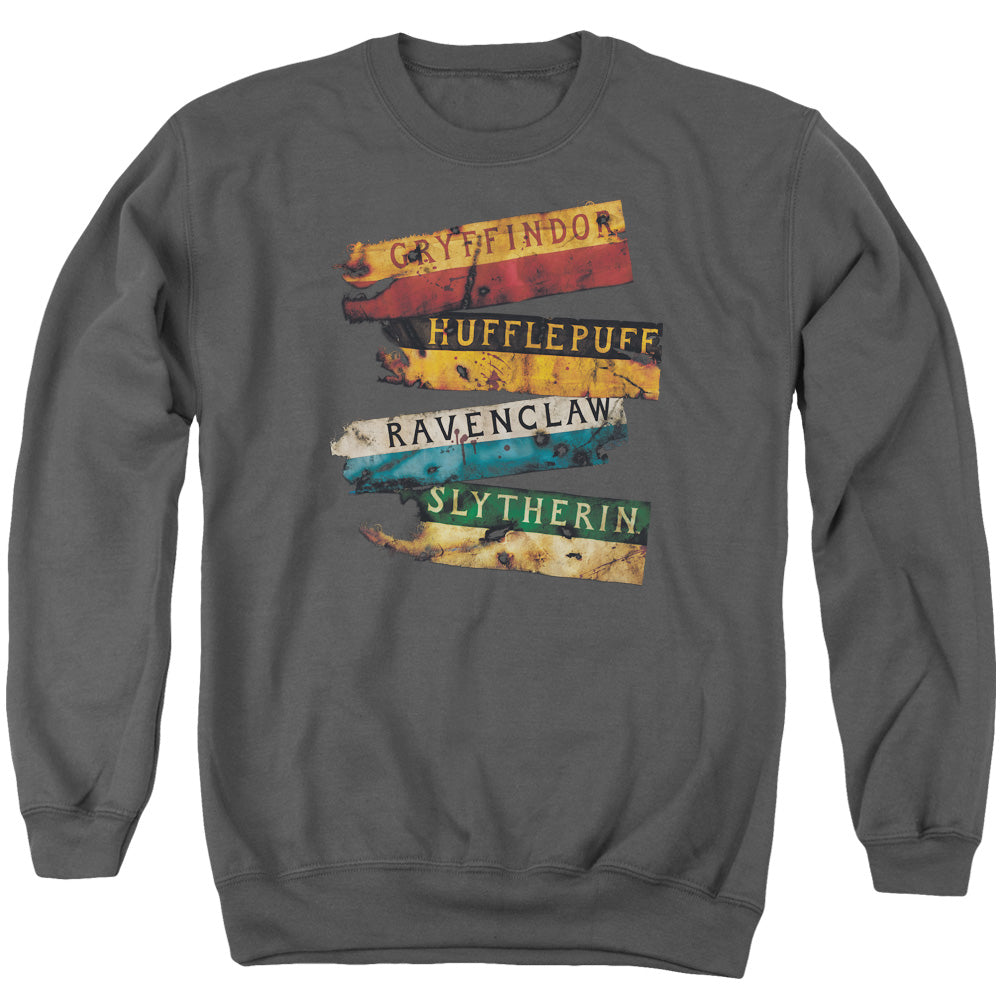 HARRY POTTER/BURNT BANNERS - ADULT CREWNECK SWEATSHIRT - CHARCOAL