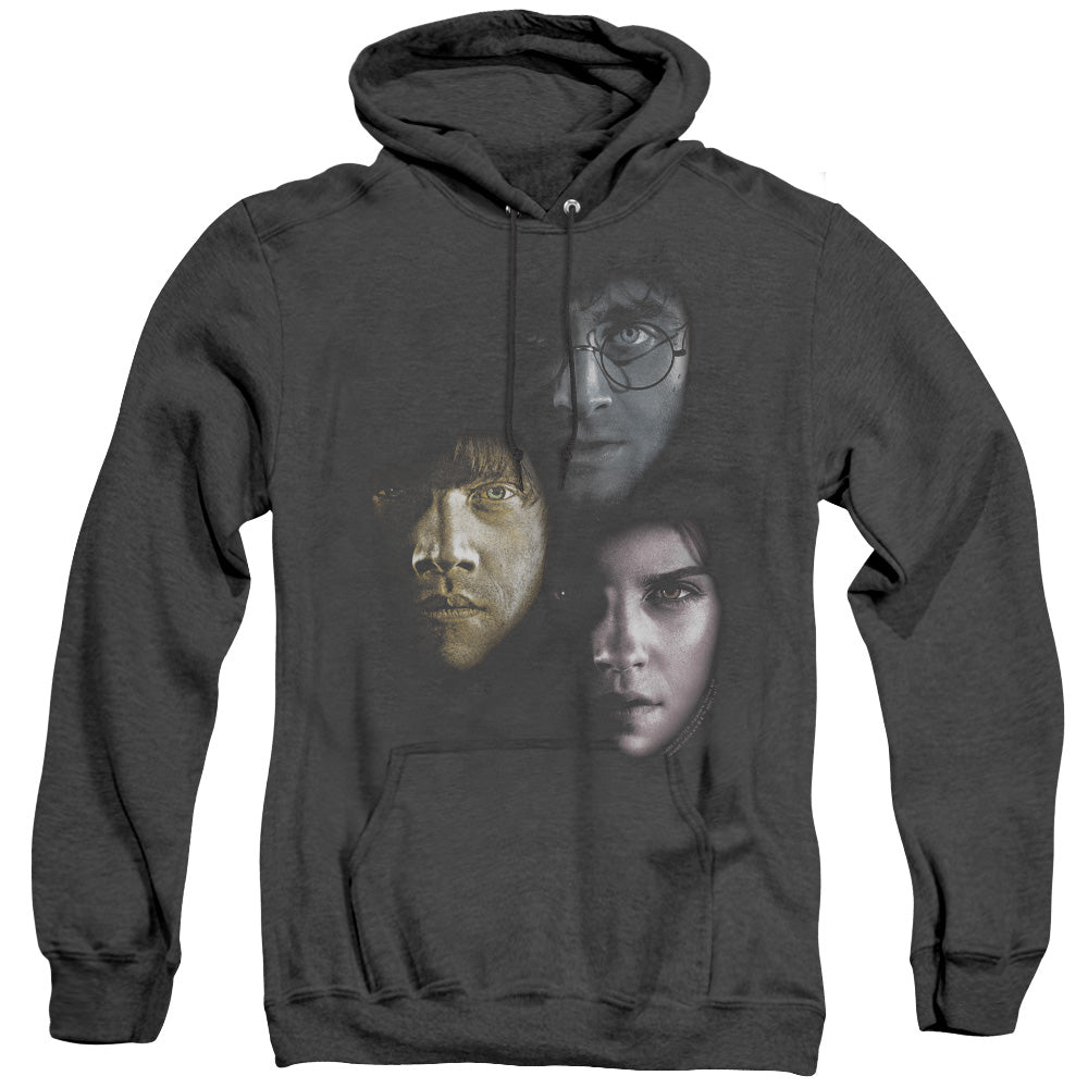 HARRY POTTER/HERO HEADS - ADULT HEATHER HOODIE - BLACK