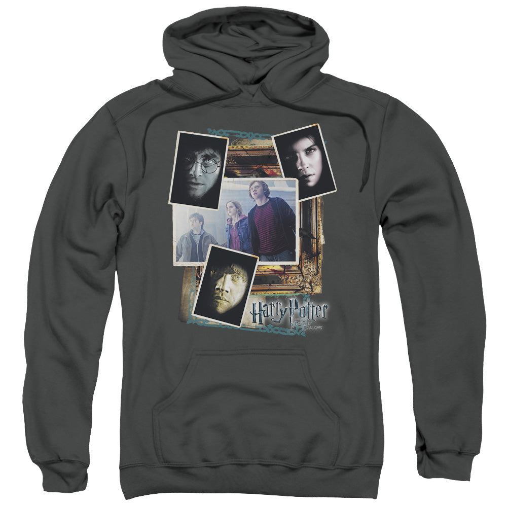 HARRY POTTER/TRIO COLLAGE - ADULT PULLOVER HOODIE - CHARCOAL