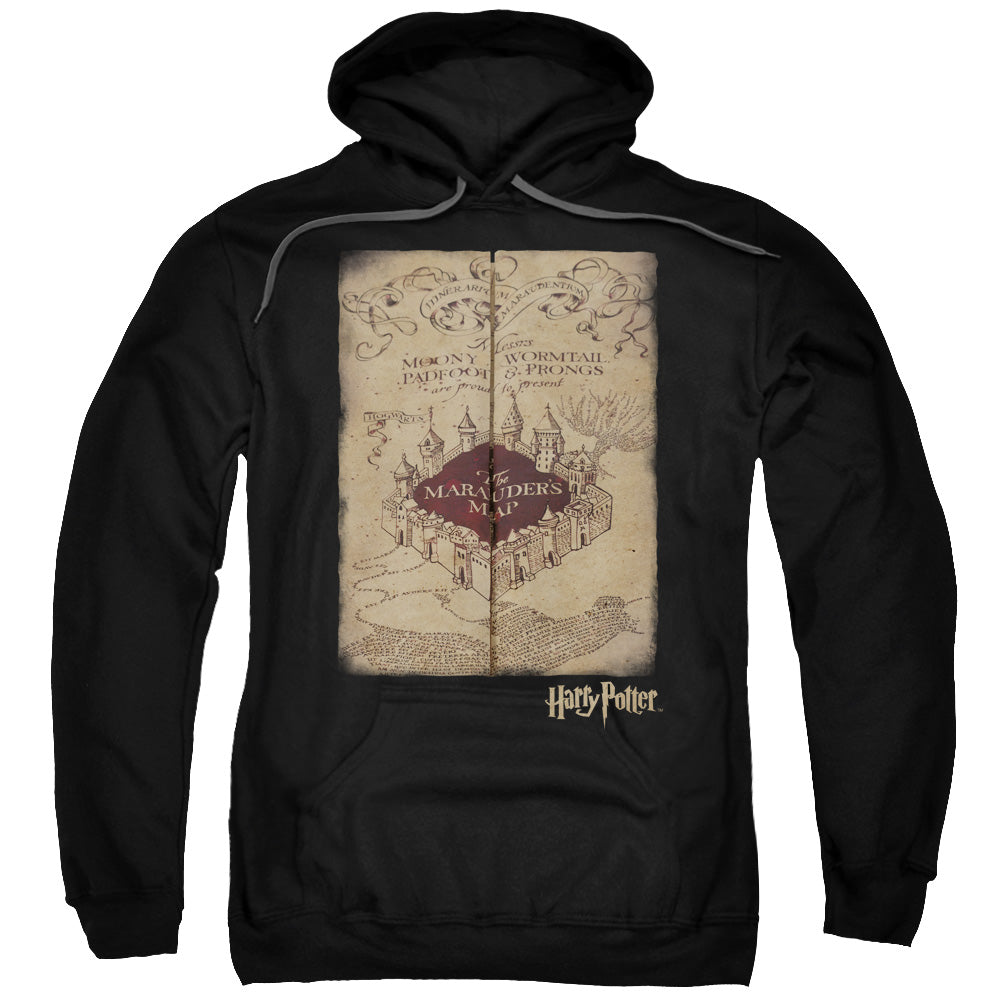 HARRY POTTER/MARAUDERS MAP - ADULT PULLOVER HOODIE - BLACK