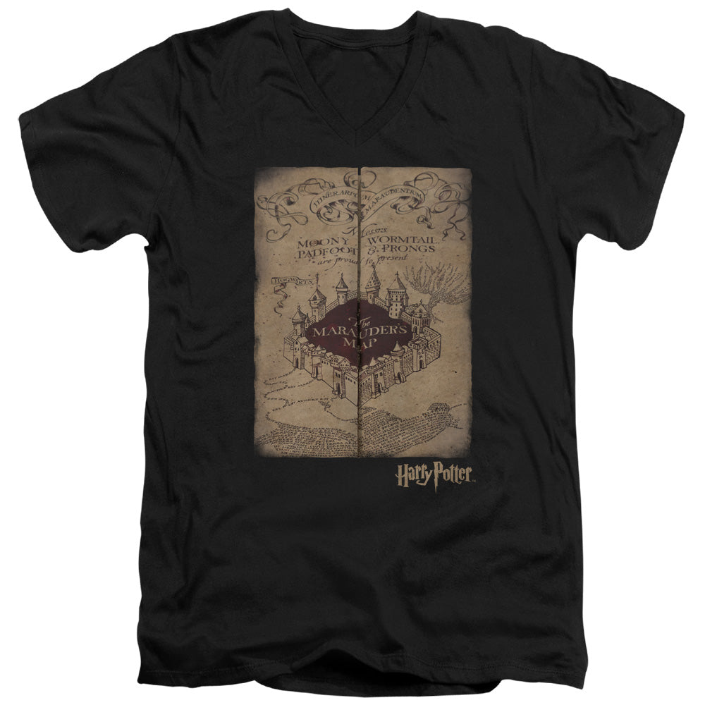 HARRY POTTER/MARAUDERS MAP - S/S ADULT V-NECK 30/1 - BLACK