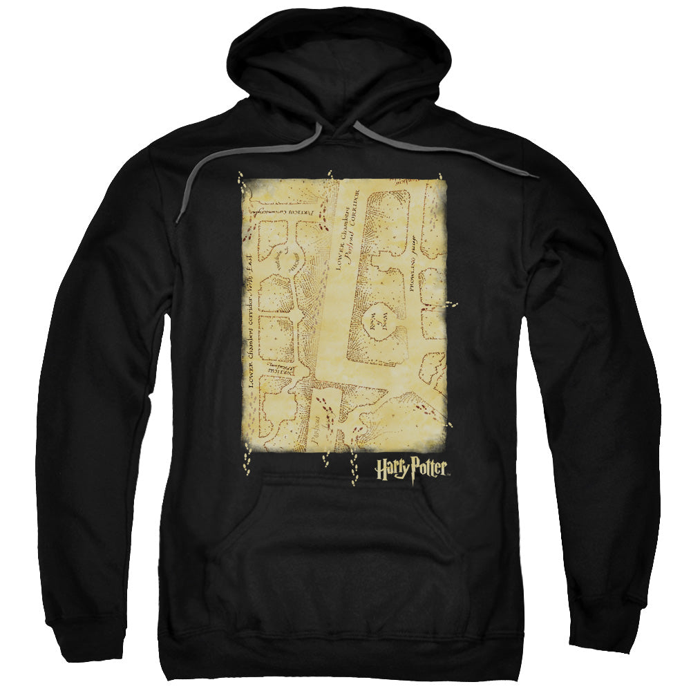 HARRY POTTER/MARAUDERS MAP INTERIOR - ADULT PULLOVER HOODIE - BLACK