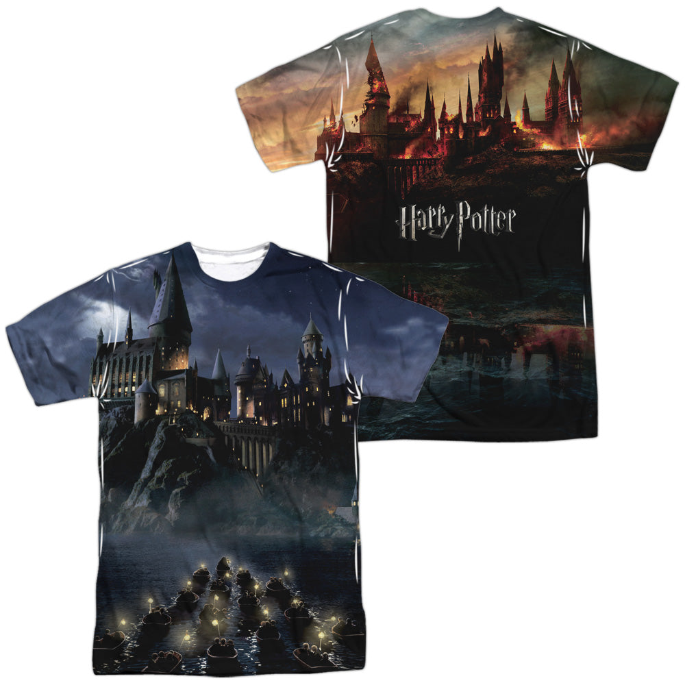 HARRY POTTER/HOGWARTS (FRONT/BACK PRINT) - S/S ADULT POLY CREW - MULTI