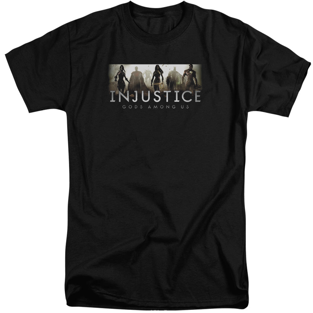INJUSTICE GODS AMONG US/LOGO - S/S ADULT TALL 18/1 - BLACK