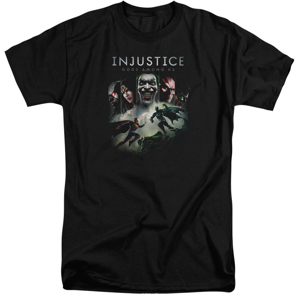 INJUSTICE GODS AMONG US/KEY ART - S/S ADULT TALL 18/1 - BLACK
