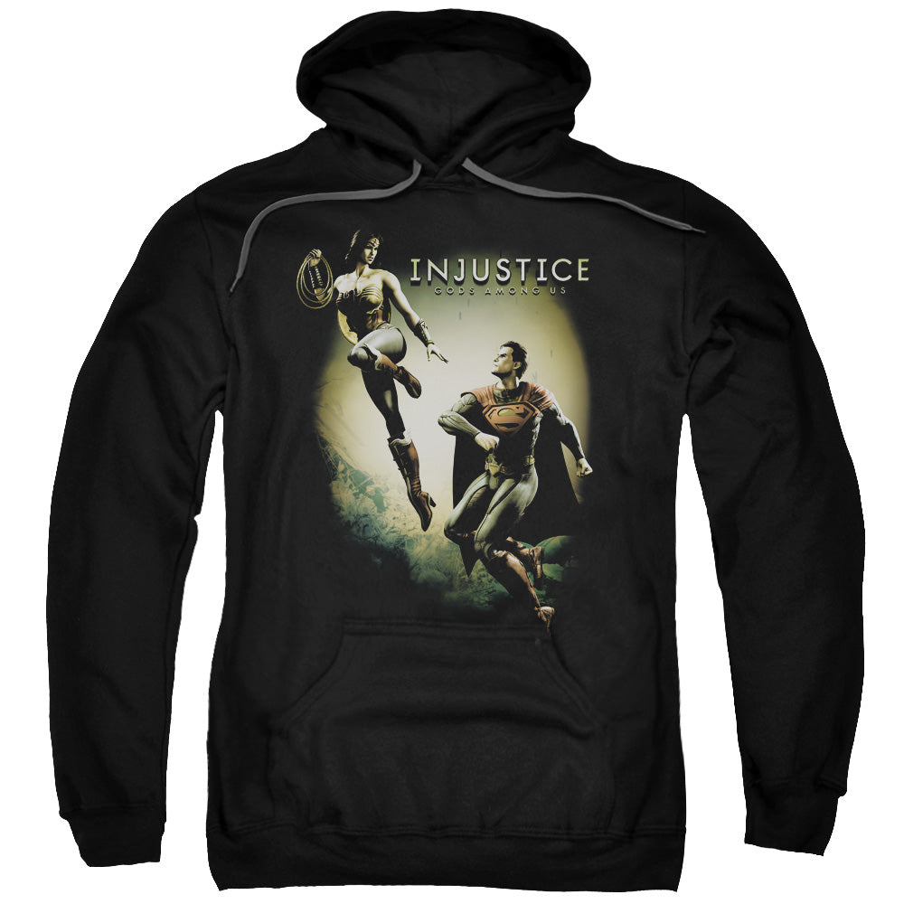 INJUSTICE GODS AMONG US/BATTLE OF THE GODS - ADULT PULLOVER HOODIE - BLACK
