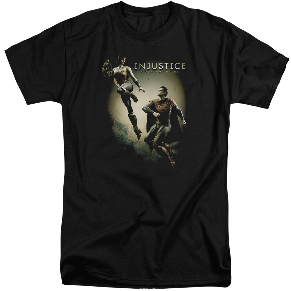 INJUSTICE GODS AMONG US/BATTLE OF THE GODS - S/S ADULT TALL 18/1 - BLACK