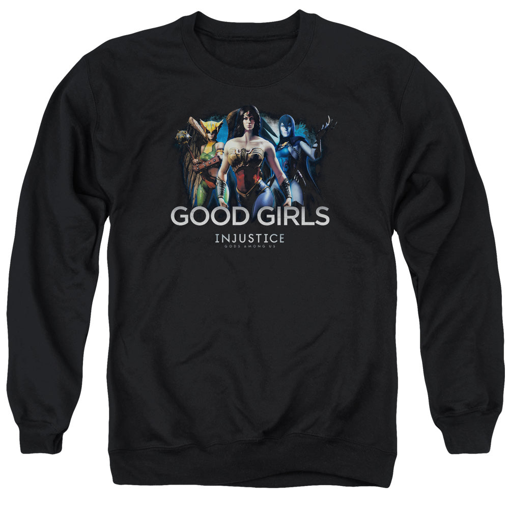 INJUSTICE GODS AMONG US/GOOD GIRLS - ADULT CREWNECK SWEATSHIRT - BLACK