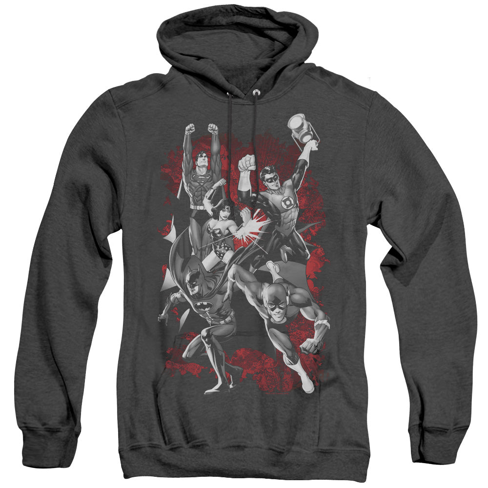 JLA/JLA EXPLOSION - ADULT HEATHER HOODIE - BLACK