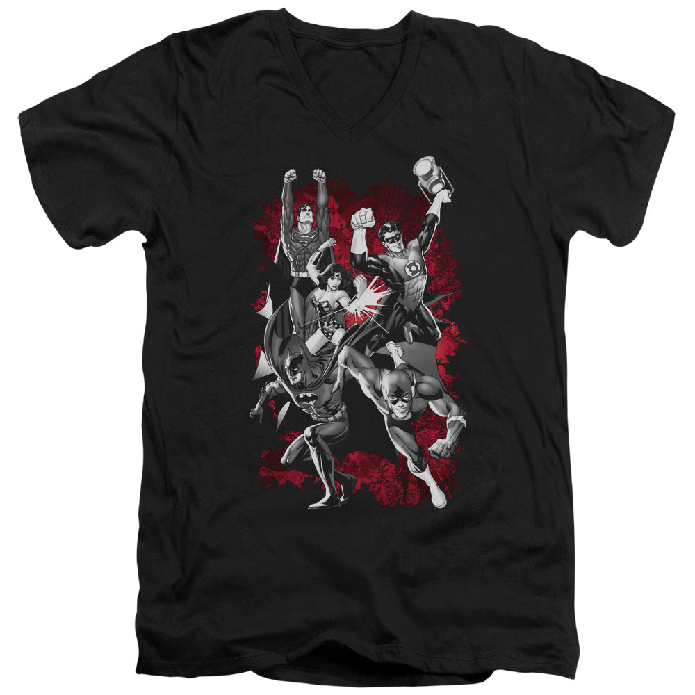 JLA/JLA EXPLOSION - S/S ADULT V-NECK 30/1 - BLACK