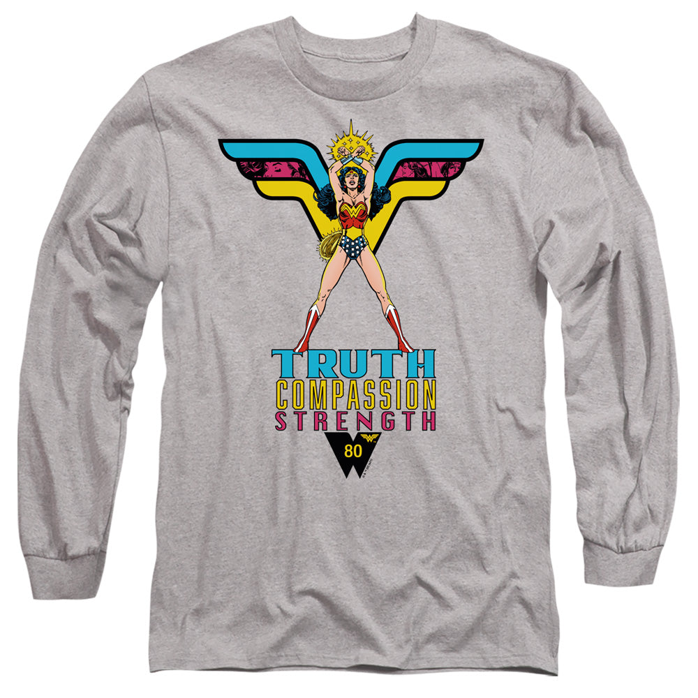 WONDER WOMAN/TRUTH, COMPASSION, STRENGTH - L/S ADULT 18/1 - ATHLETIC HEATHER