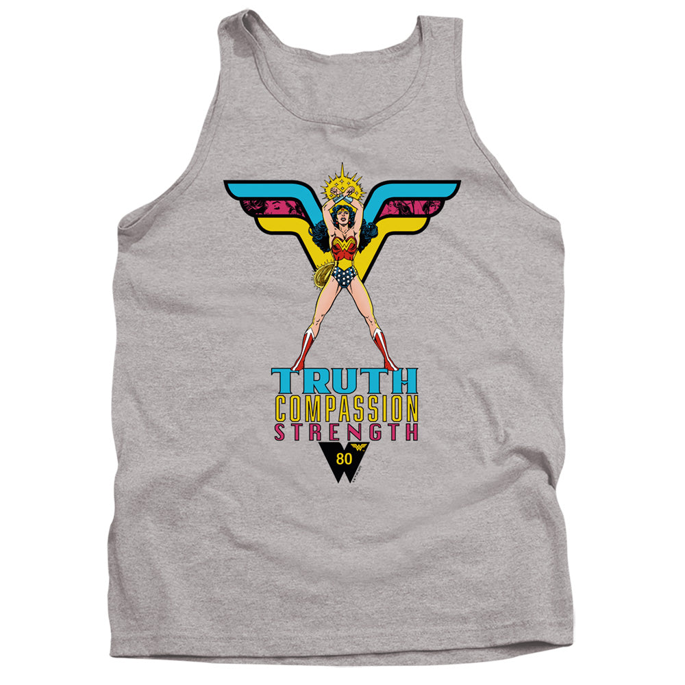 WONDER WOMAN/TRUTH, COMPASSION, STRENGTH - ADULT TANK - ATHLETIC HEATHER