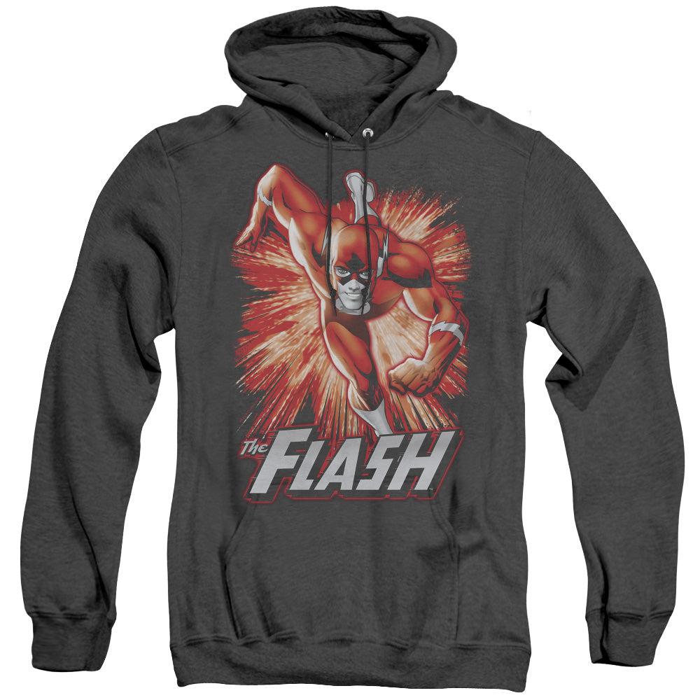 JLA/FLASH RED & GRAY - ADULT HEATHER HOODIE - BLACK
