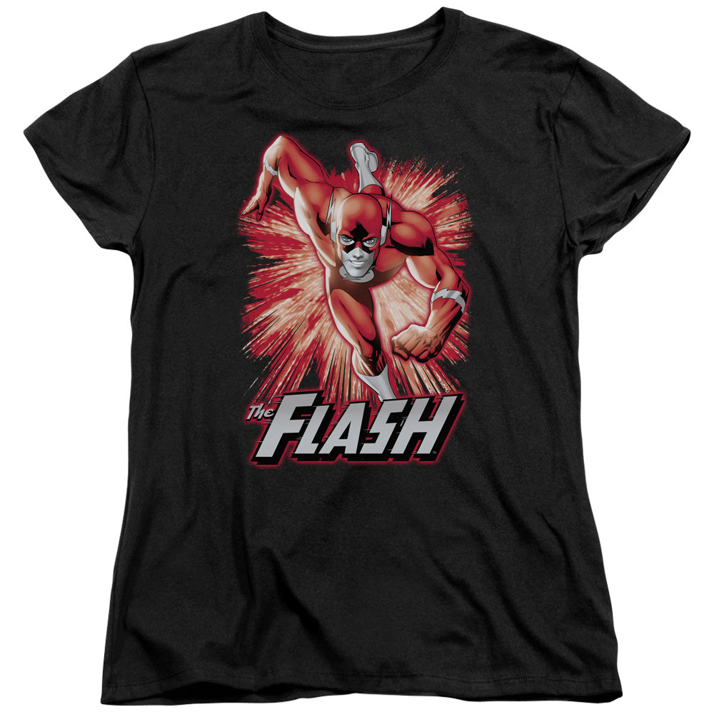 JLA/FLASH RED & GRAY - S/S WOMENS TEE - BLACK