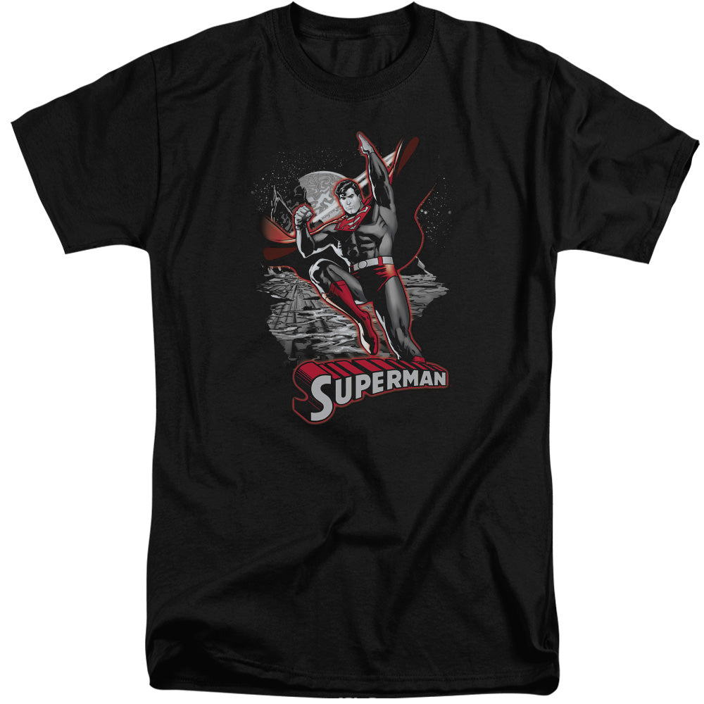 JLA/SUPERMAN RED & GRAY - S/S ADULT TALL 18/1 - BLACK