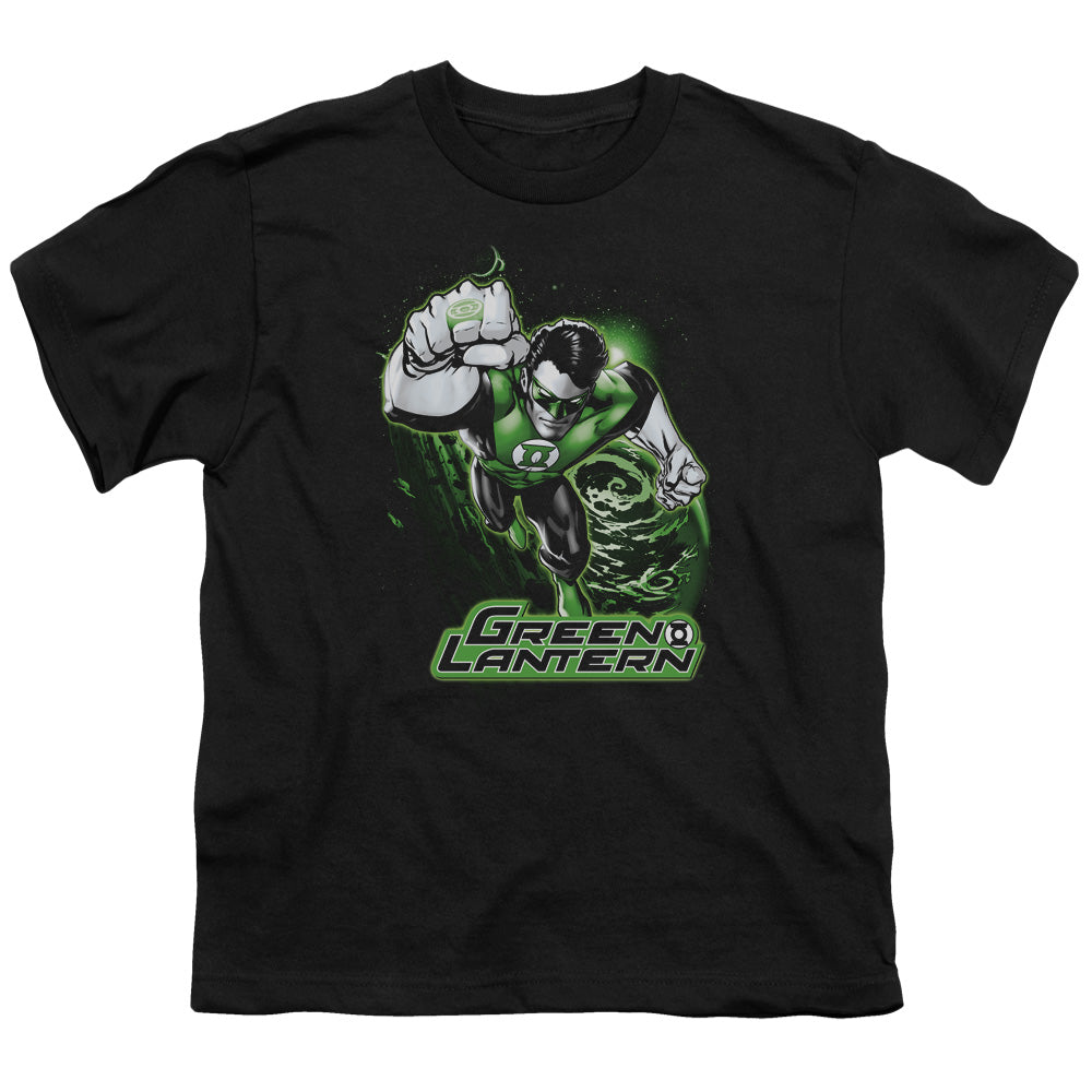 JLA/GREEN LANTERN GREEN & GRAY - S/S YOUTH 18/1 - BLACK