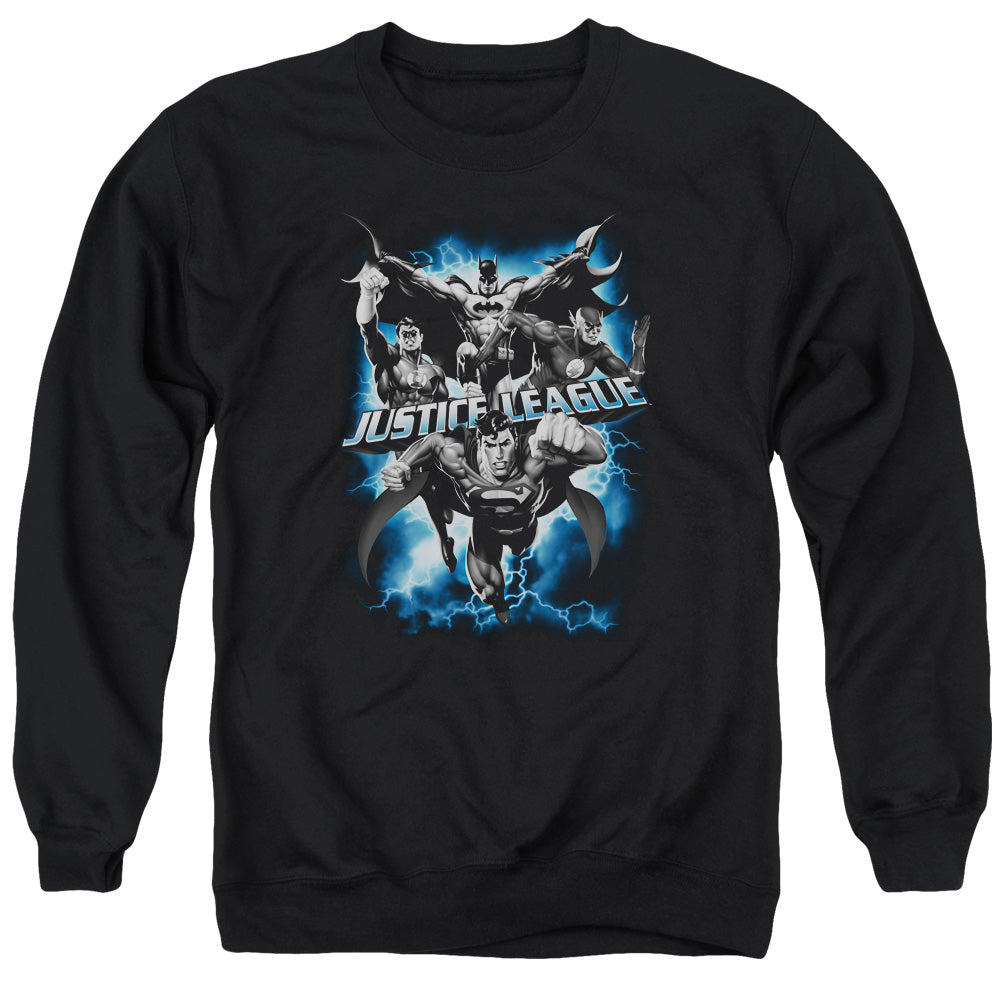 JLA/JUSTICE STORM - ADULT CREWNECK SWEATSHIRT - BLACK