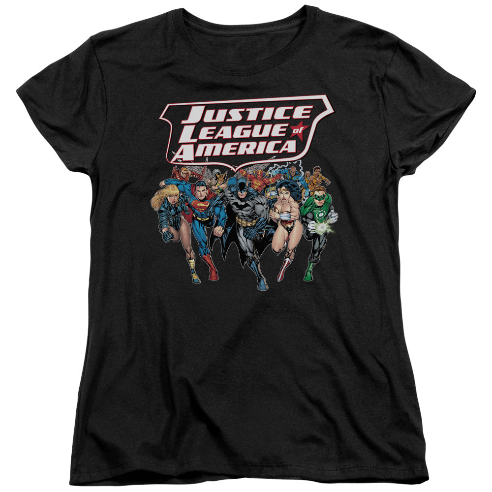 JLA/CHARGING JUSTICE - S/S WOMENS TEE - BLACK