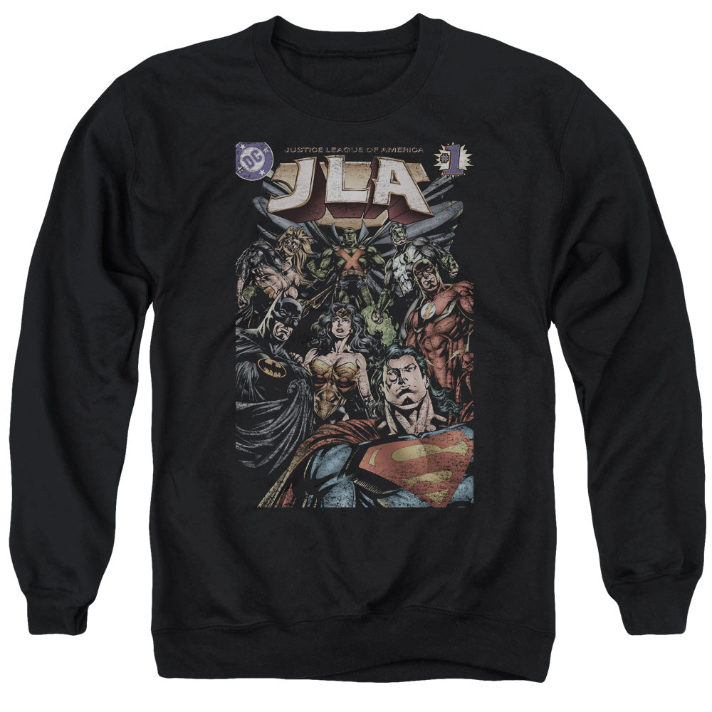 JLA/#1 COVER - ADULT CREWNECK SWEATSHIRT - BLACK