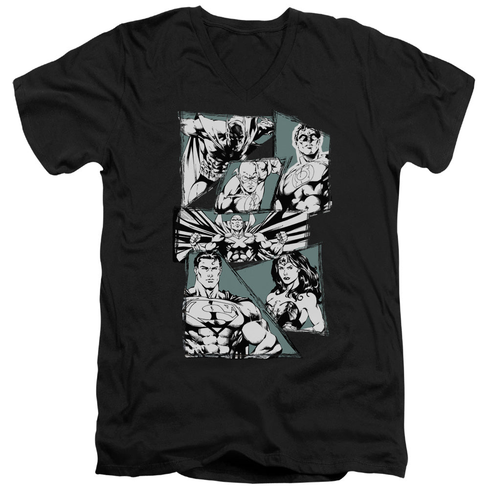 JLA/A MIGHTY LEAGUE - S/S ADULT V-NECK 30/1 - BLACK