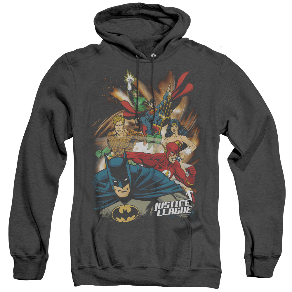 JLA/STARBURST - ADULT HEATHER HOODIE - BLACK