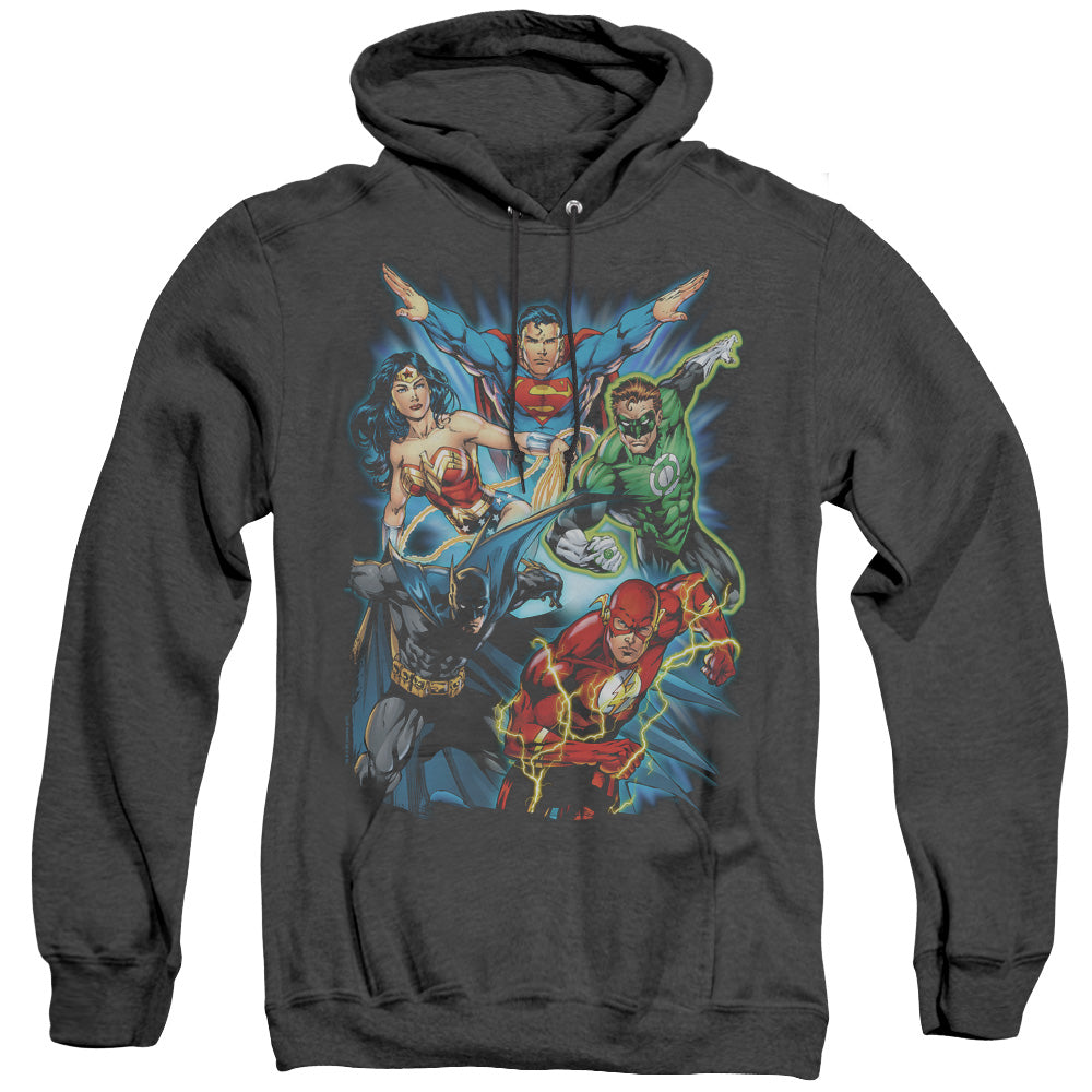 JLA/JL ASSEMBLE - ADULT HEATHER HOODIE - BLACK
