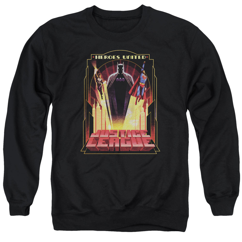 JLA/HEROES UNITED - ADULT CREWNECK SWEATSHIRT - BLACK