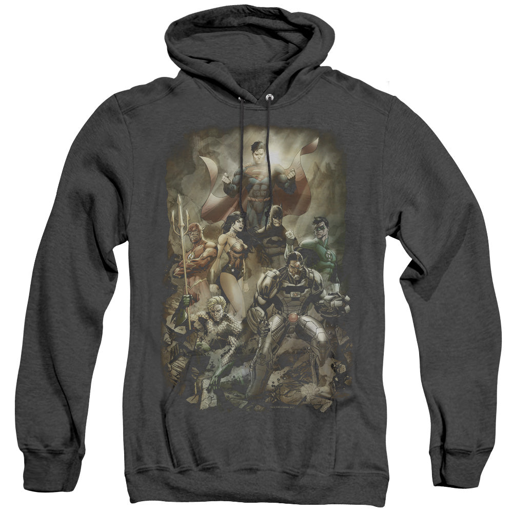 JLA/AFTERMATH - ADULT HEATHER HOODIE - BLACK
