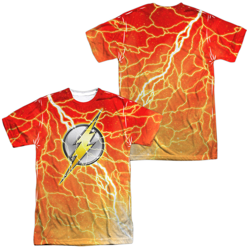 JLA/LIGHTNING LOGO (FRONT/BACK PRINT) -  S/S ADULT POLY CREW - MULTI