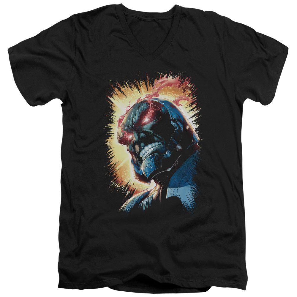 JLA/DARKSEID IS - S/S ADULT V-NECK 30/1 - BLACK