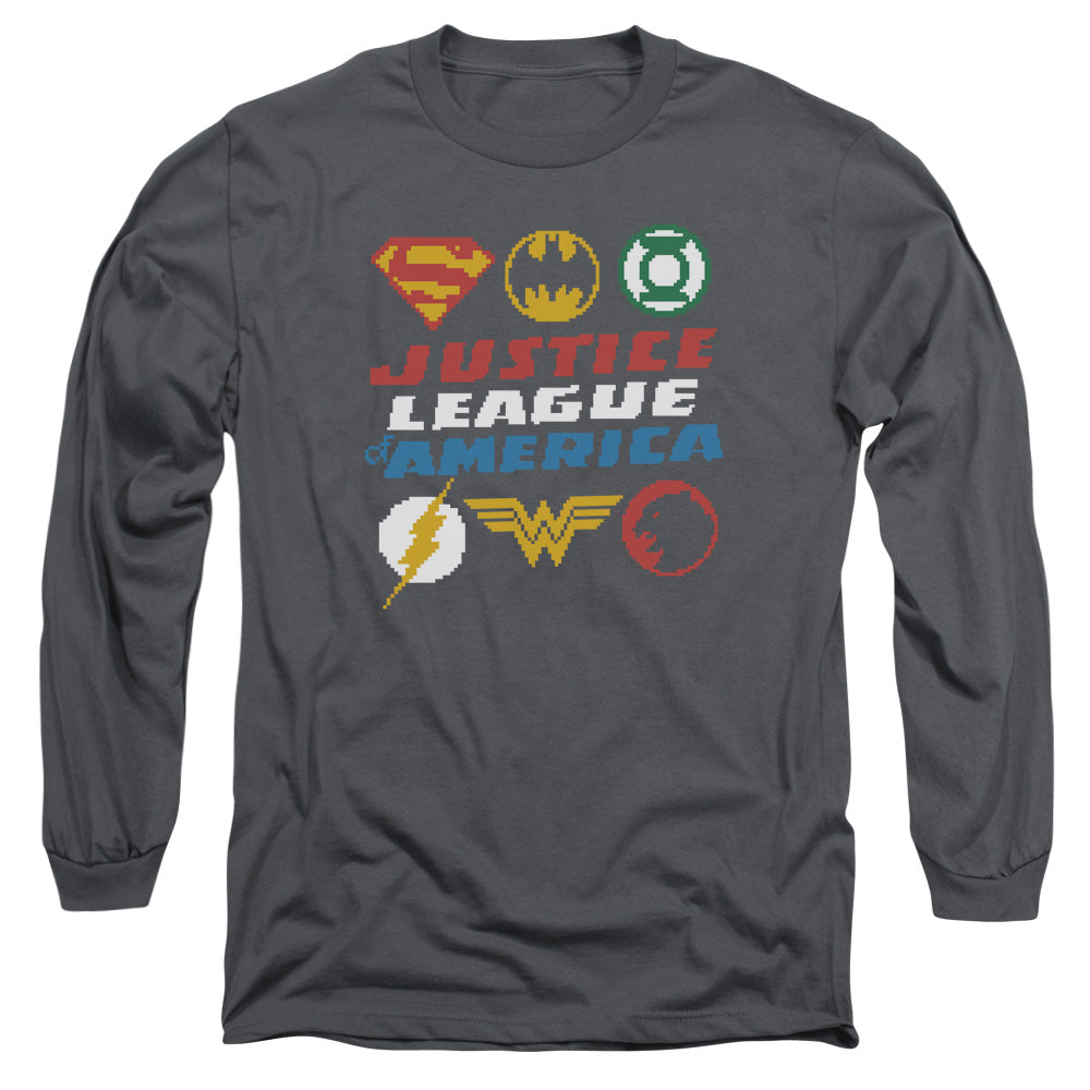 JLA/PIXEL LOGOS -  L/S ADULT 18/1  - CHARCOAL
