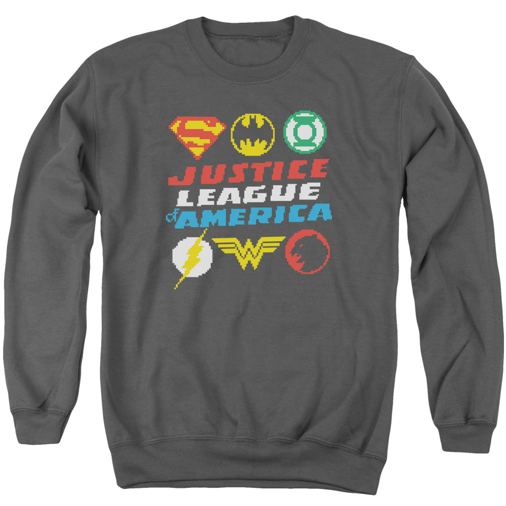 JLA/PIXEL LOGOS - ADULT CREWNECK SWEATSHIRT - CHARCOAL