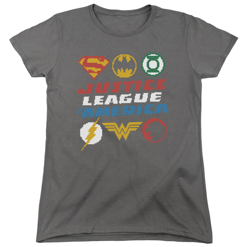 JLA/PIXEL LOGOS - S/S WOMENS TEE - CHARCOAL