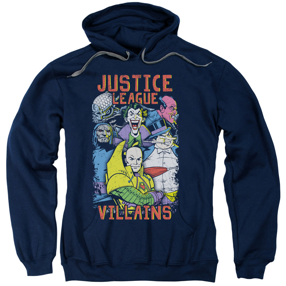 JLA/VILLAINS - ADULT PULLOVER HOODIE - NAVY