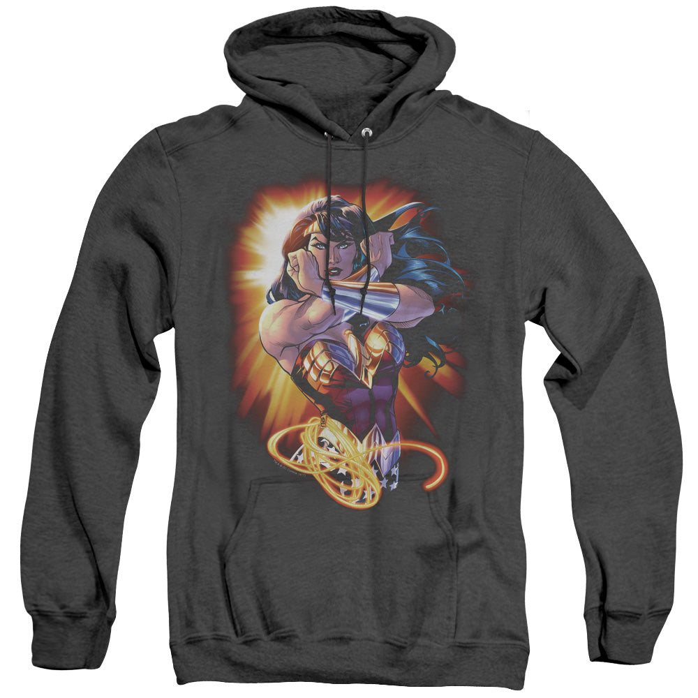 JLA/WONDER RAYS - ADULT HEATHER HOODIE - BLACK