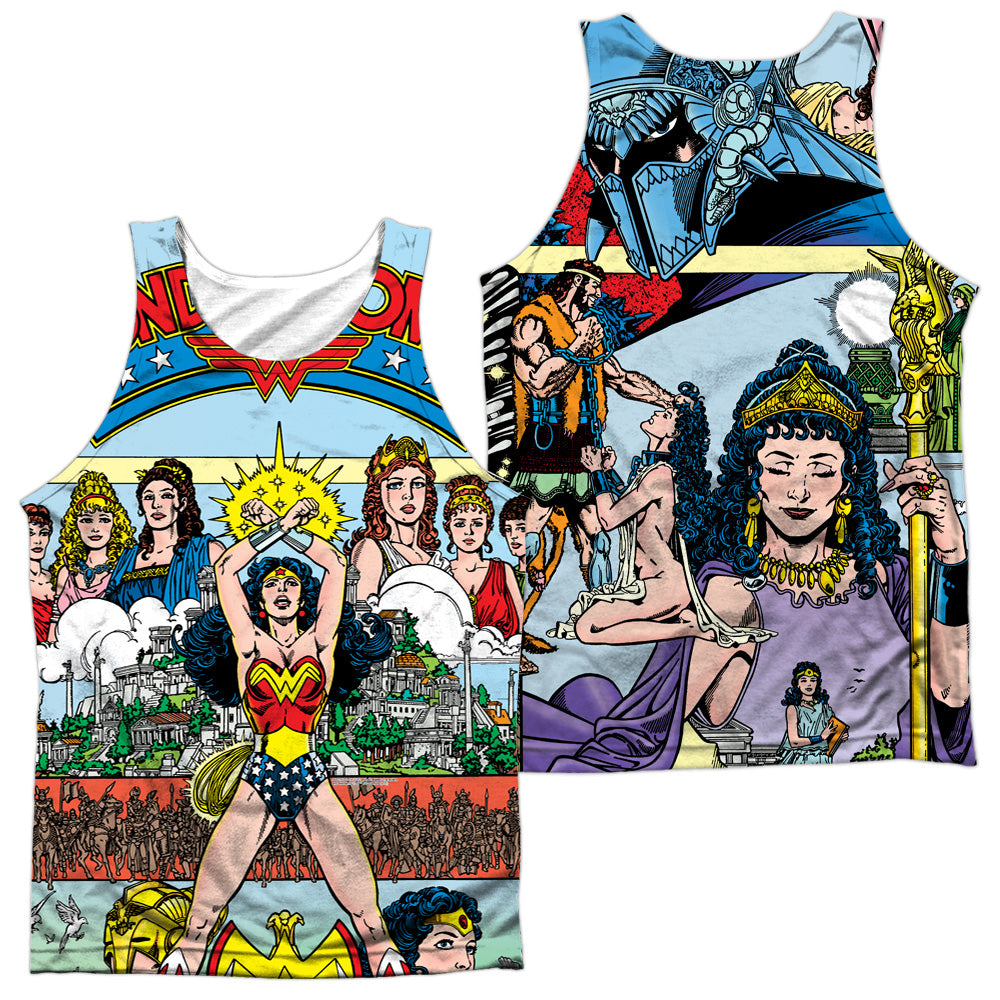 JLA/NO 1 COVER (FRONT/BACK PRINT) - ADULT POLY TANK TOP - MULTI