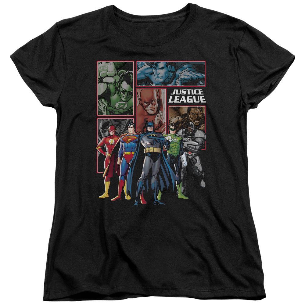 JLA/NEW JLA PANELS - S/S WOMENS TEE - BLACK