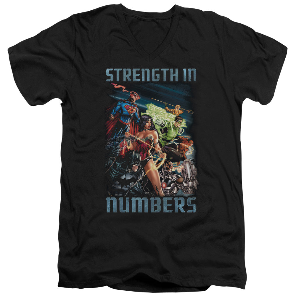 JLA/STRENGTH IN NUMBER - S/S ADULT V-NECK 30/1 - BLACK