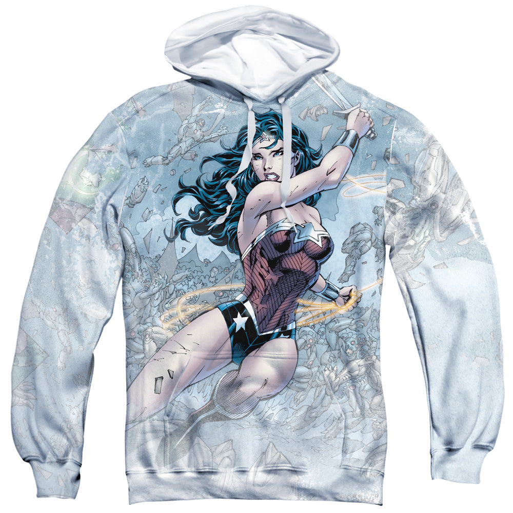 JLA/WONDER WARRIOR - ADULT POLY PULLOVER HOODIE - MULTI